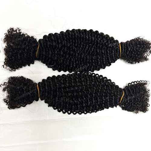 Afro Kinky Curly Bulk Human Hair for Twists/Braids/Permanent Micro Locs Bulk Human Hair Extensions For Braiding 100g/Bundles 20inch Natural Black