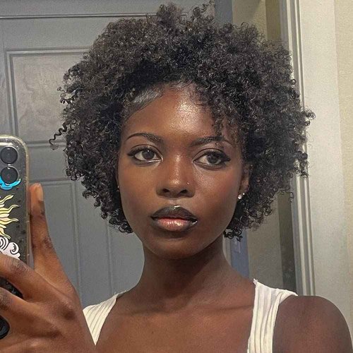 walnut hair Short Afro Kinky Curly Wig for Black Women Transparent 13x1 Lace Front Wigs Human Hair Brazilian Bob Pixie Cut Wig 8 inch