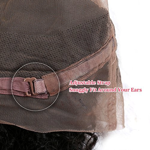 Upscale Human Hair Celebrity Deep Curly 360 Lace Frontal Closure, Pre Plucked Natural Hairline with Baby Hair (18¡± Natural Black) by Bella Hair