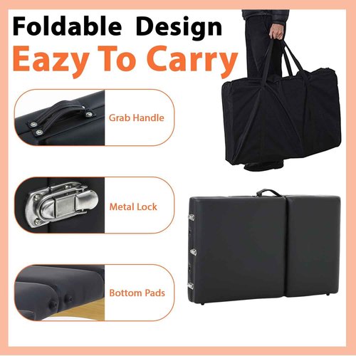 FDW Massage Bed Portable Massage Table 24 inch Wide Lash Bed 3 Folding Height Adjustable Spa Tables Foldable with Non-Woven Bag for Spa Footmassage Facial CareSpa Tattoo