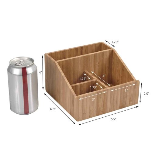 MobileVision Bamboo Makeup Organizer Complete Combo Which INCLUDES: 5 Section Brush Holder, 4 Compartment Cosmetic Caddy & Drawer for added extra storage space