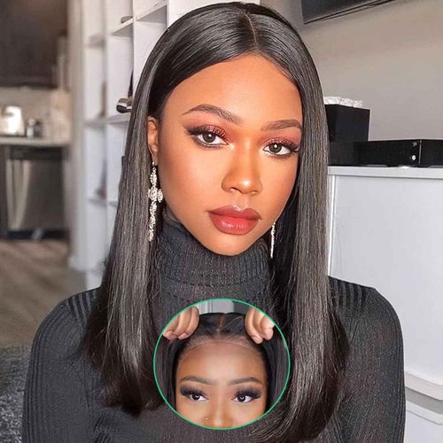 Wear and Go Glueless Wig Human Hair Straight 6x4 Pre Cut HD Lace Closure Wigs Human Hair Pre Plucked For Beginners Ready To Wear Glueless Wig Human Hair for Women 180% Density 18 inch