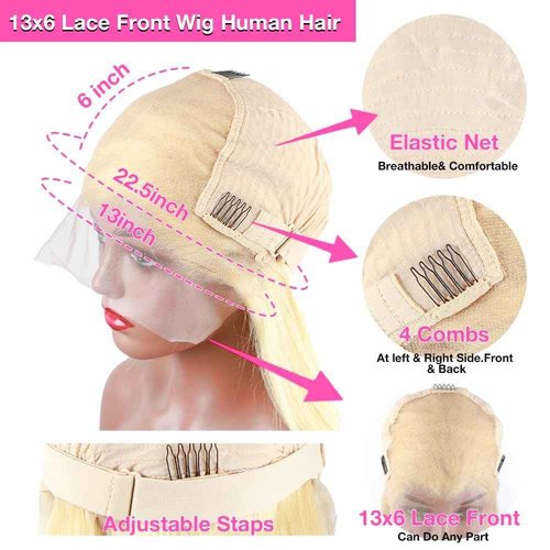 SWOTHEW 613 13x6 HD Lace Front Wig Human Hair 28 Inch 200 Density 613 Lace Front Wigs Blonde Wig Human Hair Straight Lace Frontal Wig Pre Plucked With Baby Hair