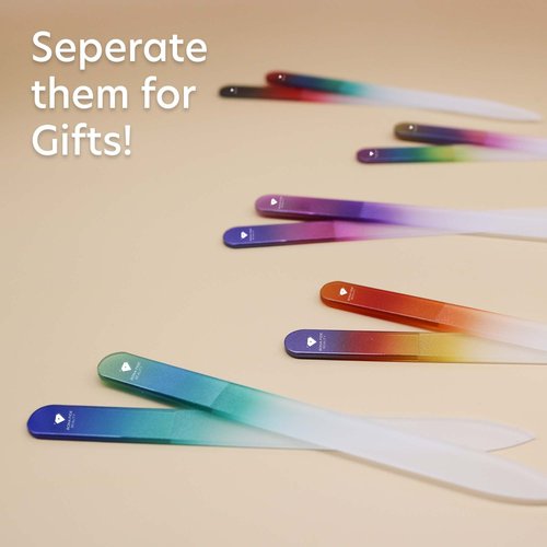 BONA Fide Beauty Glass Bulk Nail Files, 50-Pieces Reusable Nail File with Protective Sleeves, Genuine Czech Glass Crystal Nail Files in Bulk, Perfect Stocking Stuffer Gifts, Nail Tools for Nail Techs