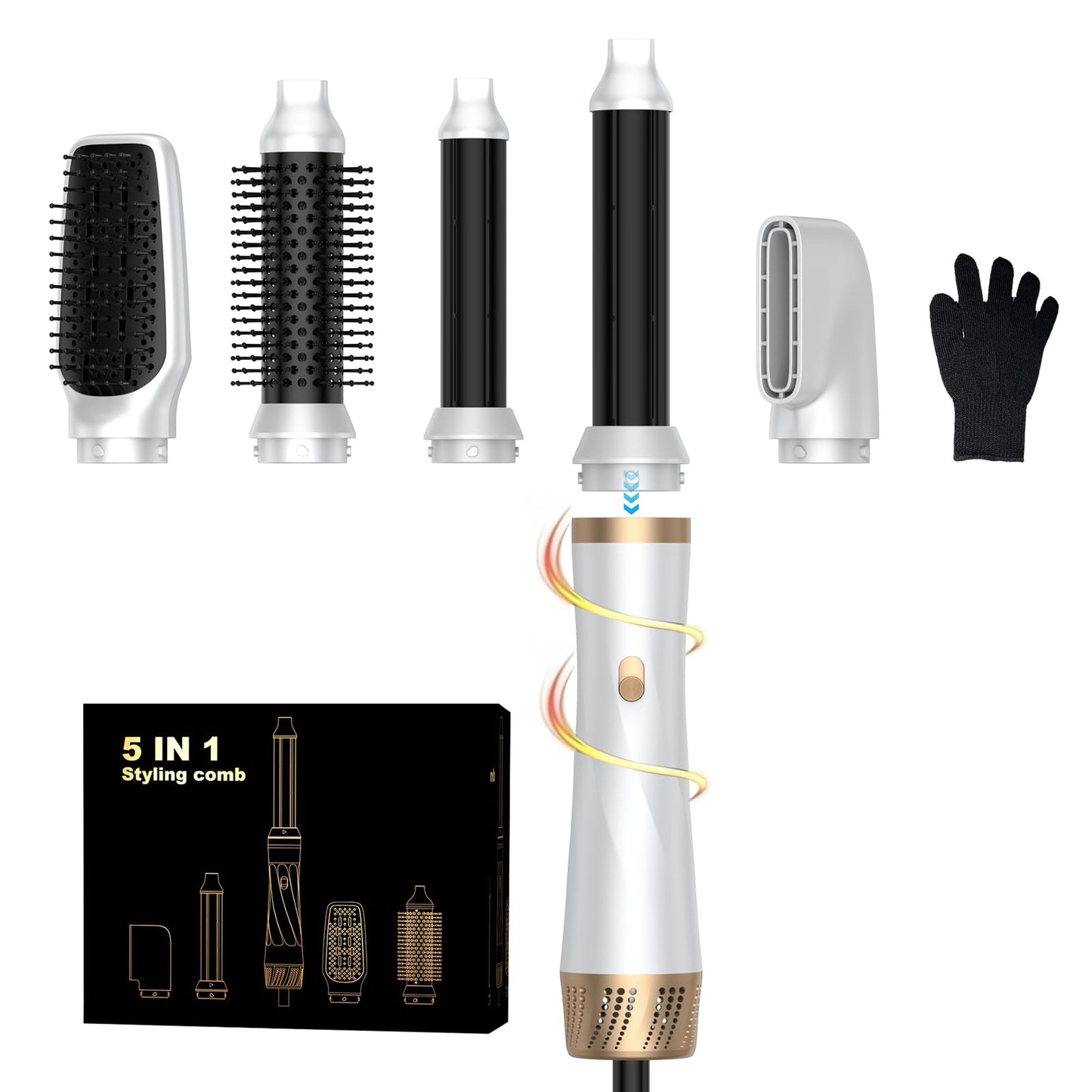 5 in 1 Blow Dryer Brush with Air Style Wrap Hair Styler,Negative Ionic Magic Style Set, Detachable Air Curler for Volumizer,Straightener,Drying