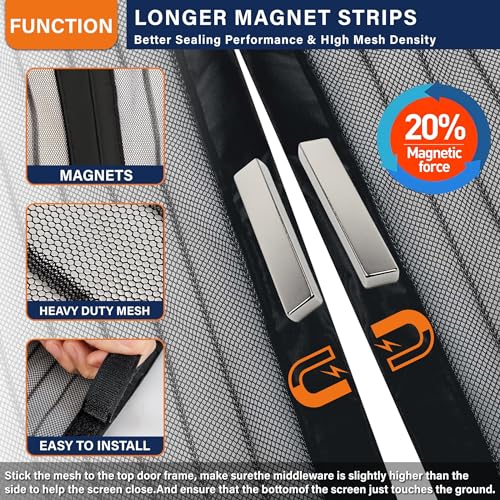 Magnetic Screen Door, Keep Bugs Out, Pet & Kid Friendly，Works with Front Doors, Sliding Doors,Fit Door Size 36 x 78 Inches White