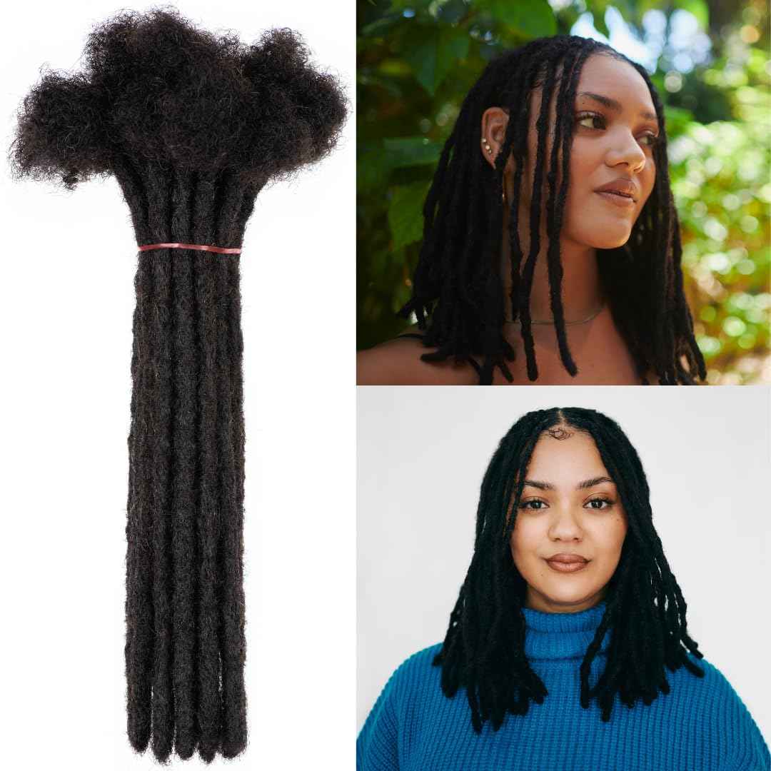 LinkMai 0.2-0.8cm Locs 8-18 I nch 20 Strands 100% Real Human Hair Dreadlock Extensions for Man/Women Permanent Loc Extensions Bundles Can Be Dyed Bleached Curled & Twisted (0.8CM, 1B, 18 INCH)
