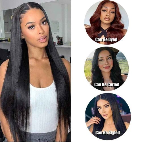 Straight Bundles Human Hair 20 22 24 26 Inch 4 Bundles Human Hair Straight 100% Unprocessed Brazilian Virgin Hair Weave Bundles Human Hair Extension for Women Trippy Hair Bundle Natural Color