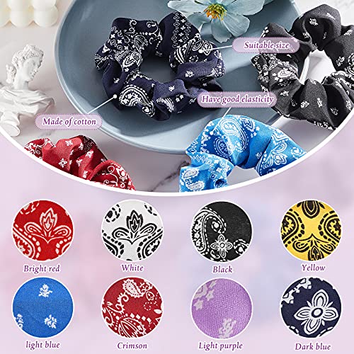 16 Pieces Bandana Scrunchies Cotton Hair Scrunchies Elastic Soft Silk Colorful Bandana Hair Ties Accessories for Women Girls