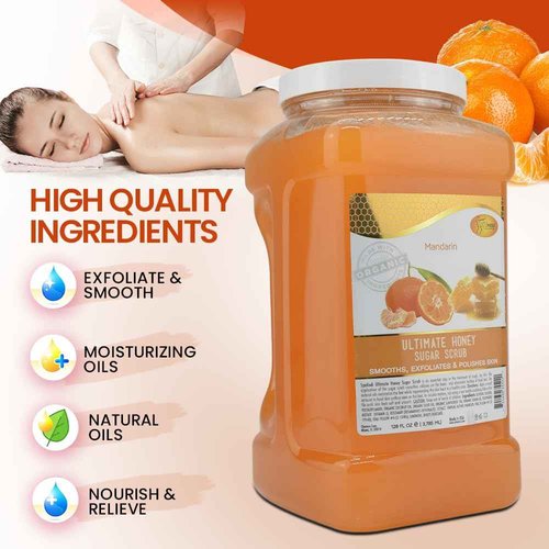 SPA REDI - Sugar Body Scrub, Mandarin Honey, 128 Oz, Exfoliating, Moisturizing, Hydrating and Nourishing, Glow, Polish, Smooth and Fresh Skin - Body Exfoliator