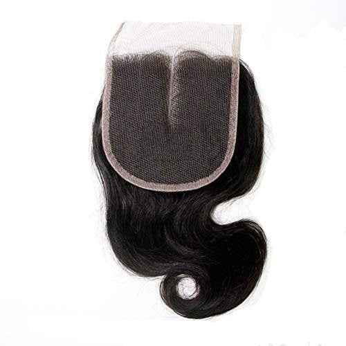 SingleBest Body Wave Bundles With Closure 10A Brazilian Virgin Hair Short Bob Weave With 4x4 Middle Part Half Hand Tied Lace Closure 100% Unprocessed Human Hair Natural Color(8 8 8+8inch)
