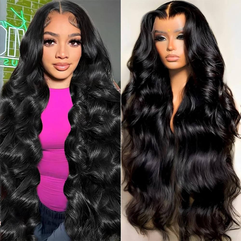 13x6 Body Wave Lace Front Wig Human Hair HD Transparent Body Wave Frontal Wig Pre Plucked With Baby Hair 26 Inch 200% Density Glueless Black Body Human Hair Wigs for Women