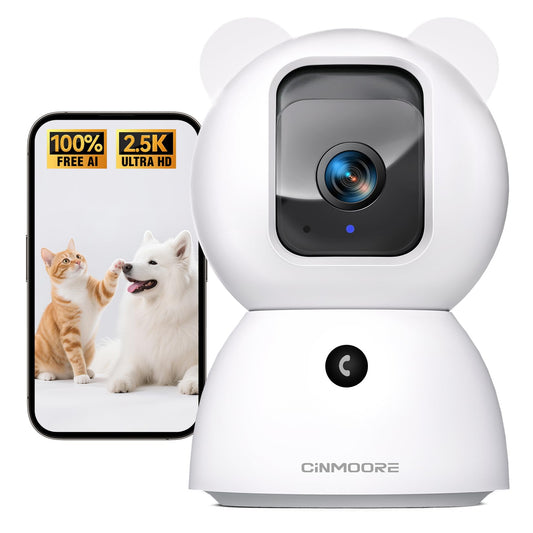 2.5K Security Camera Indoor, Non-Subscription AI Person/Pet/Cry Detection, 4MP Pet/Dog/Cat Camera w/Phone App, Pan Tilt 2.4GHz WiFi Cameras for Home Security, IR Night Vision, Full Duplex 2-Way Audio