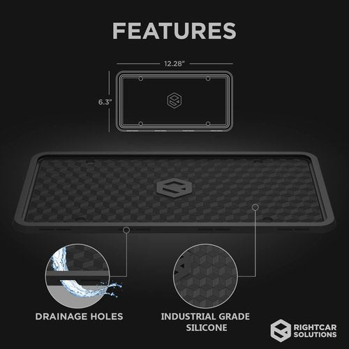Rightcar Solutions Silicone License Plate Frame | The Original Premium Grade Silicone Car Plate Frame | Rust Proof, Rattle Proof, Weather Proof License Plate Holder (Black)