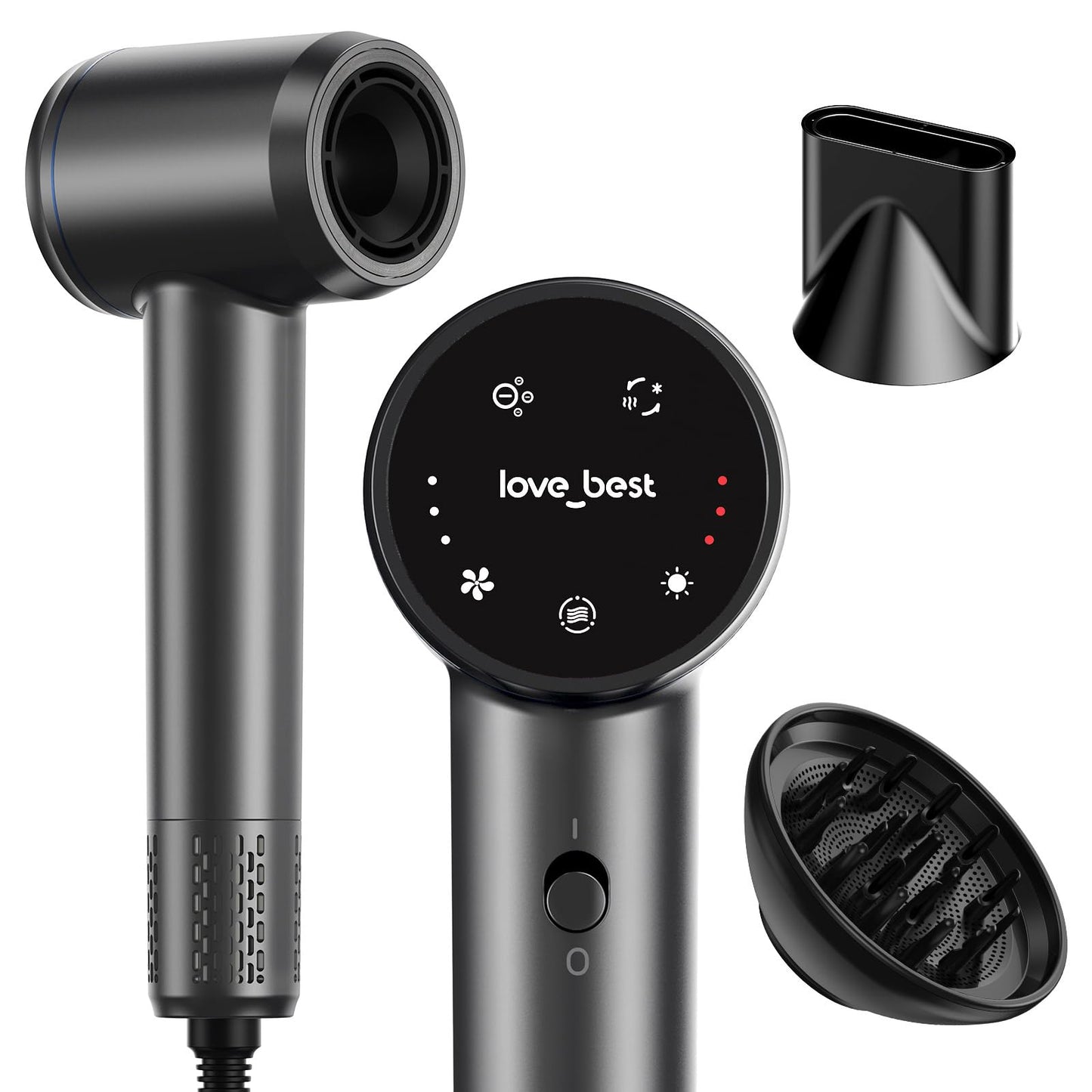 Hair Dryer, Professional Ionic Hair Dryer for Fast Drying, Low Noise, Lightweight, 600 Million Negative Ions High-Speed Hair Blow Dryer with Diffuser for Curly Hair Women, Men, Home, Travel, Salon