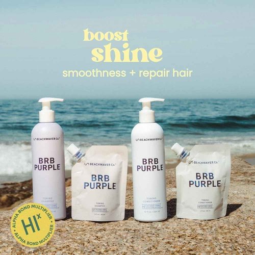 Beachwaver BRB Blonde Purple Shampoo - Full Size (12 Oz) | Anti-Brass Toning Conditioner w/HiX Vegan Bond Multipliers | Moisturizing, Sulfate-Free Formula for Blonde & Grey Hair | Brazilian Berry