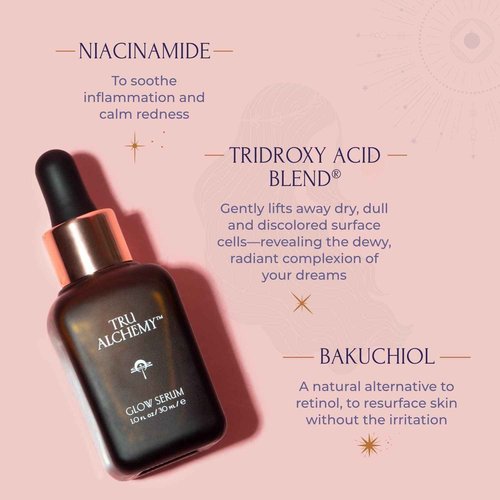 Tru Alchemy Glow Serum + Quench Crème | Resurfacing Radiance Facial Serum with Bakuchiol, Glycolic & Lactic Acid + Skin-Renewing Total Immersion Face Cream | 1 fl oz30ml // 1.7 fl oz/48 g