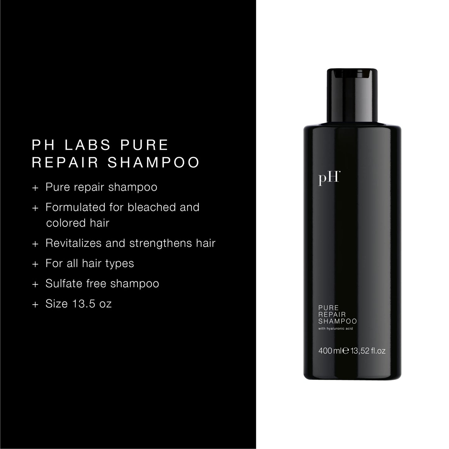 pH PURE HAIR Repair Moisturizing Shampoo 13.5 Oz - Hydrating Shampoo for Dry, Damaged & Color-Treated Hair - Revitalizing, Nourishing Formula to Restore Softness, Shine & Strength
