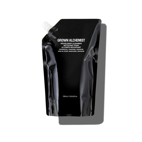 Grown Alchemist Revive Body Cleanser Refill Pouch. Cedarwood, Tangerine, Geranium. Gentle Body Wash. Hydrates & Cleanse Skin, (1L).