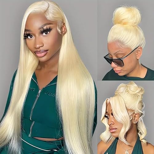 20 Inch 613 Lace Front Wig Human Hair 200 Density Blonde Wig Human Hair 13X6 HD Transparent Straight Lace Front Wigs Blonde Glueless Wig for Women Pre Plucked with Baby Hair