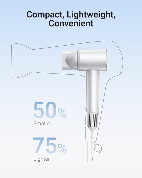 XCOOL Hair Dryer, High-Speed Ionic Hair Dryer with Wall-Mounted Holder, Portable and Quiet Ion Blow Dryer for Fine Hair, 110000 RPM (2-in-1 Set, Pearl White)