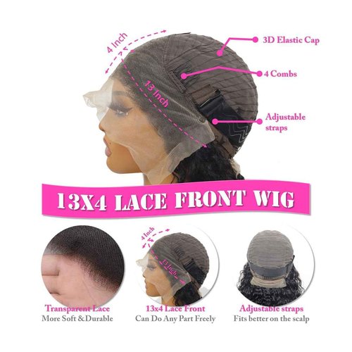 UTracycoy 30 Inch Lace Front Wig Human Hair Pre Plucked 180 Density 13x4 HD Transparent Deep Wave Lace Frontal Wigs for Black Women Deep Curly Human Hair Lace Front Wigs (30 Inch)