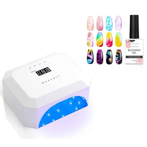 Makartt Clear Blooming Gel 15ml UV LED Soak Off Nail Art Polish for Spreading Effect Bundle With Aurora 36W Rechargeable UV LED Light Cordless Nail Lamp