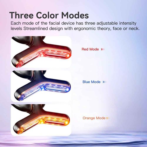 Facial Beauty Device for Face and Neck, 3 Color Facial Massager for Skin Care with Thermal, Vibration, Black