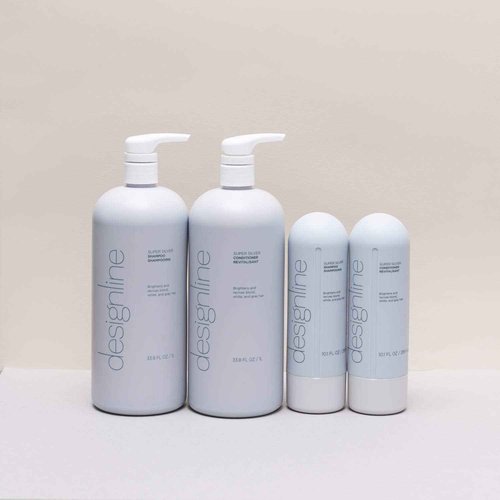 DESIGNLINE Super Silver Shampoo - Regis Restores Moisture, Boost Color for Blonde, Grey, White Hair, Strengthens and Improves Elasticity to Prevent Color Fade (33.8 oz.)