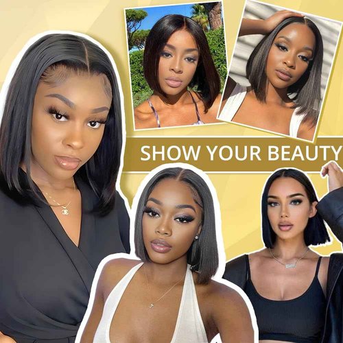Ombre Bob Wig Human Hair 4/27 Highlight Honey Blonde Lace Front Bob Wigs Human Hair 200% Density Glueless Wigs Human Hair Pre Plucked Pre Cut 9x6 HD Lace Front Wigs Human Hair for Black Women 16 inch