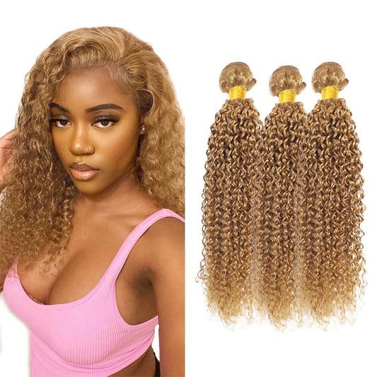 Giginger Brazilian Human Hair Bundles 20 22 24 Inch Honey Brown 27 Color Jerry Curly Wave Bundles Human Hair Unprocessed Virgin Quick Weave Hair for Black Women