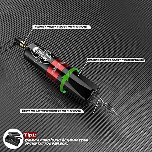 Tattoo Kit, Wormhole Tattoo Gun Kit Tattoo Machine Kit with Tattoo Gun 11 Tattoo Inks 10 Cartridge Needles, Power Supply for Beginners WTK187