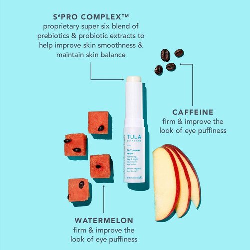 TULA Skin Care 24-7 Power Swipe Hydrating Day & Night Treatment Eye Balm 0.23 oz + Glow & Get It Cooling & Brightening Eye Balm 0.35 oz, 2 Piece Set
