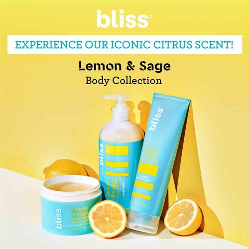 Bliss Lemon & Sage Trio: Soapy Suds Body Wash, Exfoliating Body Scrub & Lemon & Sage Body Butter – Hydrating & Nourishing for Soft, Radiant Skin
