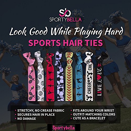 Infinity Collection Softball Hair Ties, Pink, White, Black Hair Accessories for Girls, Softball Player and Softball Teams, 5 Ponytail Holders