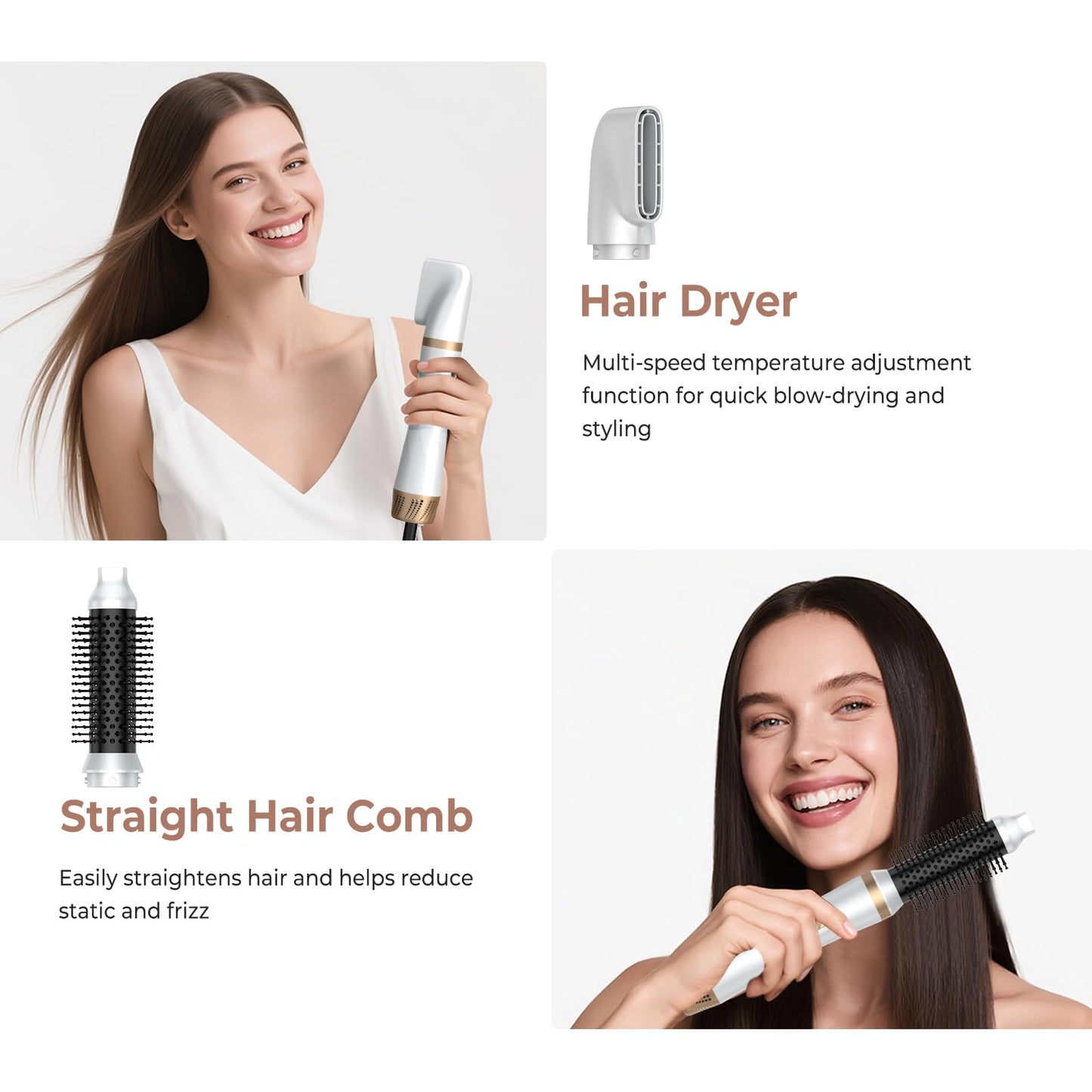 5 in 1 Blow Dryer Brush with Air Style Wrap Hair Styler,Negative Ionic Magic Style Set, Detachable Air Curler for Volumizer,Straightener,Drying