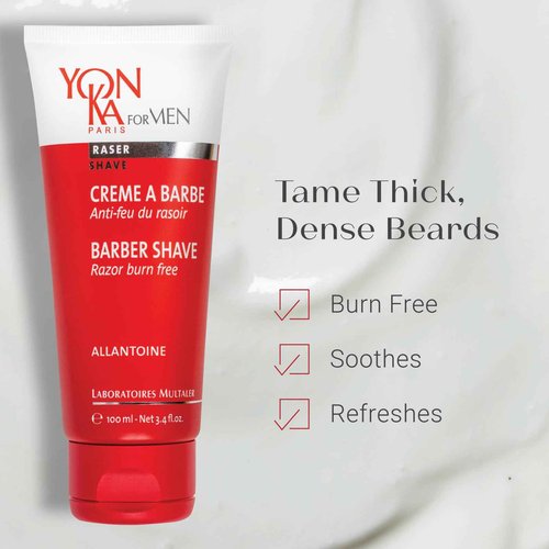 Yon-ka Men's Barber Shave Cream | Razor Burn Free Shaving Cream | Patchouli & Peppermint | Soothes Sensitive Skin | Allantoin & Vitamin B5 | for Thick Beards & Smooth Shaves | 3.4 fl oz