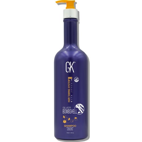 GK HAIR Global Keratin Silver Bombshell Purple Shampoo (24 Fl Oz/710ml) For Blonde, Platinum, Ash, Silver & Gray Hair Moisturizes Dry & Damaged Removes Yellow Brassy Tones