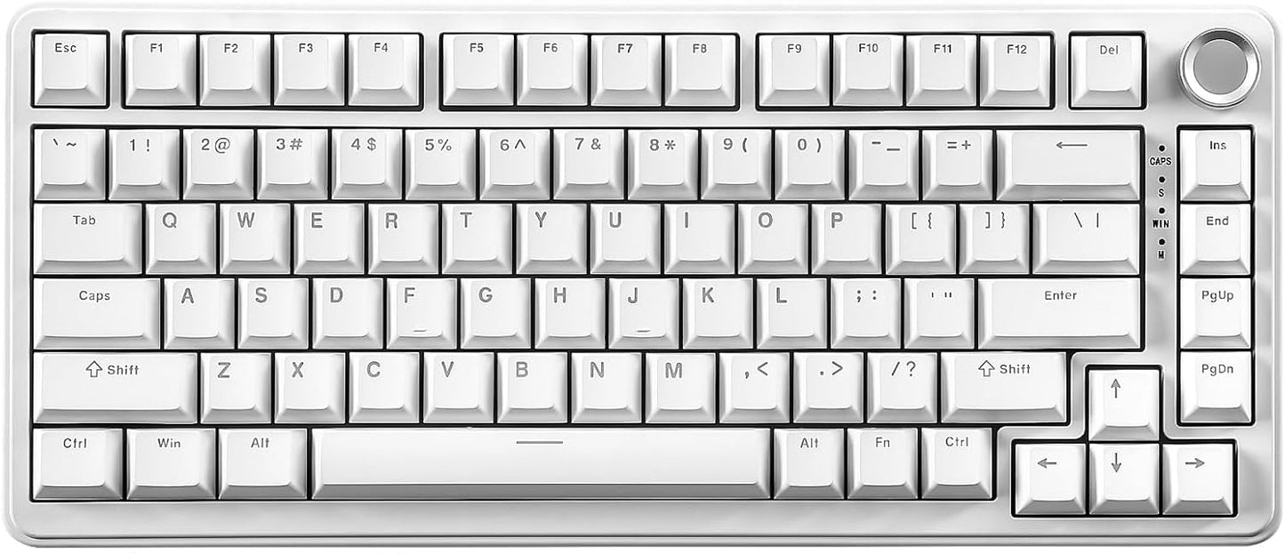 YUNZII B75 Mechanical Keyboard,75% Layout with Knob,Hot Swappable RGB Backlit Gasket Mounted, Creamy Typing, Double-Shot PBT Keycaps,Cherry Profile,for Win/Mac (Black, Blue Grey Tactile Switch)