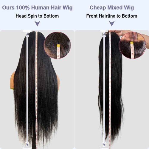 Dheridy 210% Density 6x4 Wear and Go Wigs,100% Human Hair, [2-Year Life, 205g], Straight Glueless Closure Wigs Human Hair Pre Plucked Pre Cut, Tiny Knots Middle Part Skinlike HD Lace Wig 24 Inch