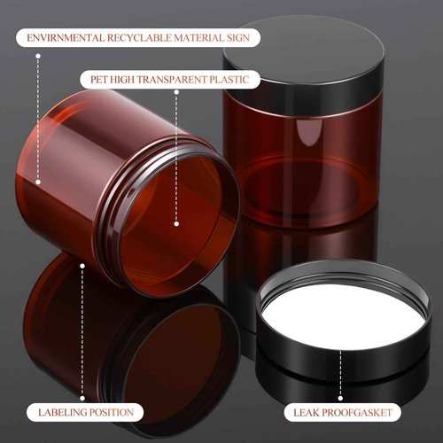 Lanties 200 Pcs 4 oz Empty Bulk Plastic Container Jars with Lid Leak Proof Round Plastic Jars Small Cosmetic Travel Containers for Storage Makeup Creams Lotion Ointments, Amber