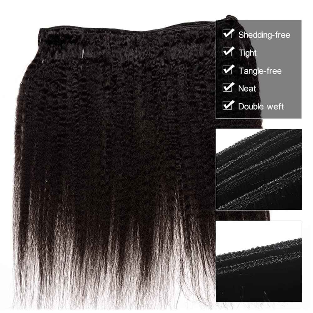 Habiliana Bundles Human Hair 26 28 30 Inch Yaki Wave Natural Human Hair Bundles 11A Unprocessed Brazilian Virgin Quick Weave Hair Extensions for Black Women