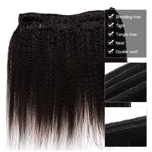 Habiliana Bundles Human Hair 20 22 24 Inch Yaki Wave Natural Human Hair Bundles 11A Unprocessed Brazilian Virgin Quick Weave Hair Extensions for Black Women