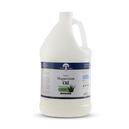 Health & Wisdom Pure Magnesium Oil with Aloe Vera - Topical Muscle & Joint Relief- Natural and Pure Skin Moisturizer - Enhanced Absorption - 128 fl oz