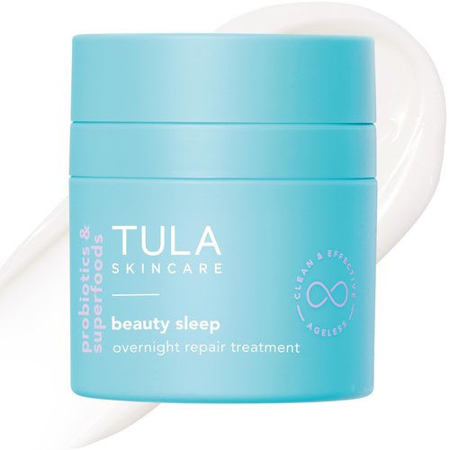 TULA Skin Care Beauty Sleep Overnight Repair Treatment - Anti-Aging, Night Cream, Contains Natural Peptides, AHAs, & Vitamin C to Reduce the Appearance of Lines and Dull Tone, 1.7 oz.