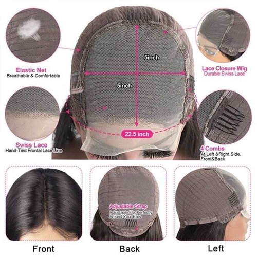 Closure Wigs Human Hair Body Wave 5x5 HD Lace Closure Wigs Human Hair Pre Plucked with Baby Hair 180% Density Brazilian Virgin Human Hair Wigs for Black Women Natural Color (Body Wave Wig, 24 Inch)