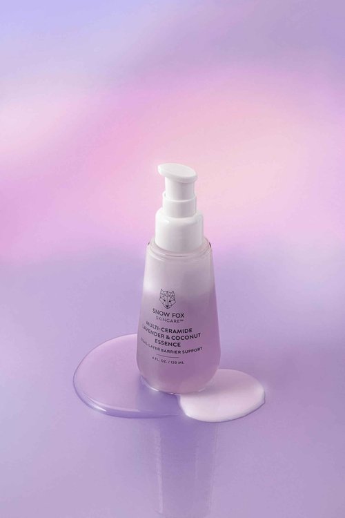 Snow Fox Skincare - Multi-Ceramide French Lavender & Coconut Essence Serum | Hydrating, Revitalizing Face Serum for Dry, Mature, Sensitive Skin | Vitamin B5, Hyaluronic Acid, Malachite | 120ml