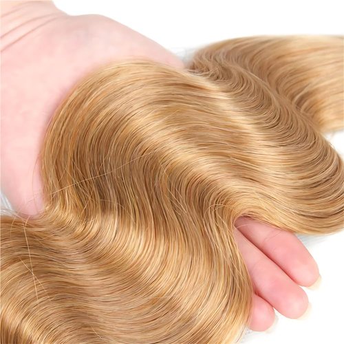 ZCMYVINND Color 27 Blonde Human Hair Body Wave Bundles 22 24 26 Inch Unprocessed Brazilian Virgin Remy Weave Honey Blonde Body Wave Human Hair Extensions