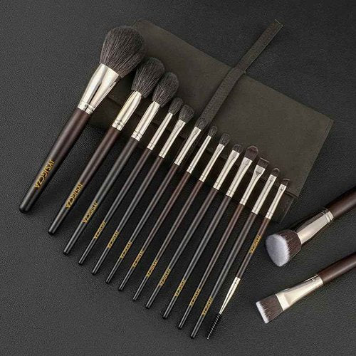 JYSJGCZA Professional makeup brush set with makeup bag. Includes Brushes for Contouring, Highlighting, Eyeshadow, Foundation & More. 15 Pcs Wool makeup brush
