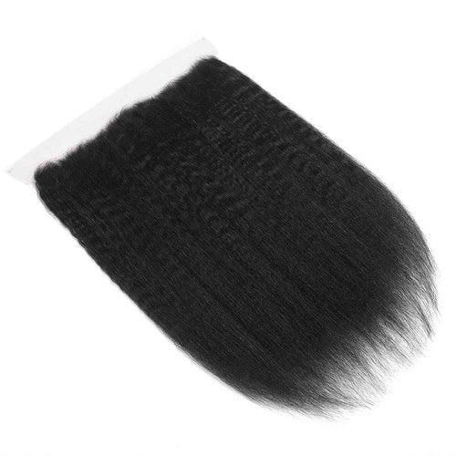 Kinky Straight 13x4 Ear To Ear HD Lace Frontal Closure 16 Inch 12A Brazilian Kinky Straight Human Hair Transparent Frontal Closure 150% Density Natural Hairline Pre Plucked